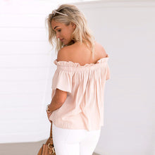 New Fashion Women clothing T shirt Short Sleeve Slash Neck Off Shoulder t-shirt Women Top Female tops 71624 SM6