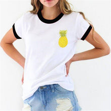 New Fashion Women clothing T shirts Pineapple Print t-shirt Women Top Short Sleeve Female Fruit tops 71621 SM6
