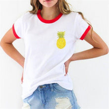 New Fashion Women clothing T shirts Pineapple Print t-shirt Women Top Short Sleeve Female Fruit tops 71621 SM6