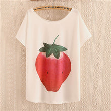 New Fashion Women clothing T shirts Strawberry Print t-shirt Women Top Short Sleeve Female Fruit tops 71685 SM6