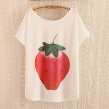 New Fashion Women clothing T shirts Strawberry Print t-shirt Women Top Short Sleeve Female Fruit tops 71685 SM6