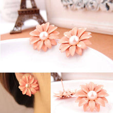 flower Earrings Cute Korea Daisy Flower Pearl Stud Earrings Pink For Women CF