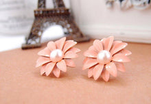 flower Earrings Cute Korea Daisy Flower Pearl Stud Earrings Pink For Women CF