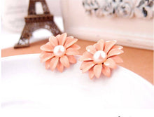 flower Earrings Cute Korea Daisy Flower Pearl Stud Earrings Pink For Women CF
