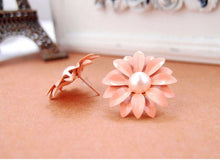 flower Earrings Cute Korea Daisy Flower Pearl Stud Earrings Pink For Women CF
