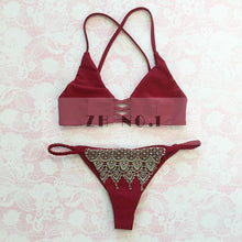 New Sexy Women Bikini Set Bandage Top Low Waist Bottom Bandage Swimwear Push-up Padded Bra Swimsuit Beach N12ZN6 CF