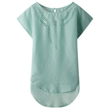 New Short Sleeve Fashion T-shirts Large Size Female T shirts Floral Hollow Out Print Tops Women Chiffon t shirt 71262 SM6
