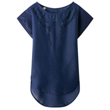New Short Sleeve Fashion T-shirts Large Size Female T shirts Floral Hollow Out Print Tops Women Chiffon t shirt 71262 SM6