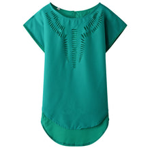 New Short Sleeve Fashion T-shirts Large Size Female T shirts Floral Hollow Out Print Tops Women Chiffon t shirt 71262 SM6