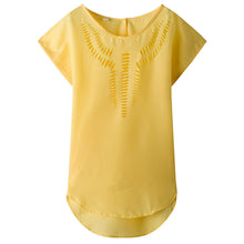 New Short Sleeve Fashion T-shirts Large Size Female T shirts Floral Hollow Out Print Tops Women Chiffon t shirt 71262 SM6