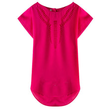New Short Sleeve Fashion T-shirts Large Size Female T shirts Floral Hollow Out Print Tops Women Chiffon t shirt 71262 SM6