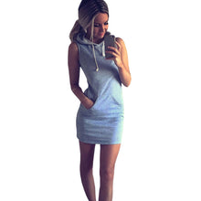 New Summer Dress Women Bodycon Hooded Dress Pullover Mini Beach Dresses Short Vestidos With Pocket 71259 SM6