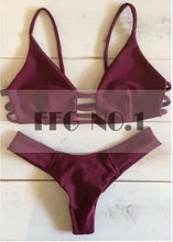 New bandage high waist bikini blue printing bikini women padded swimsuit bandage cut out swimwear halter bathing suit CF