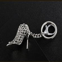 Keychain Rhinestone Fancy Metal High Heel Shoe Keyring Sexy key holder chain ring car Jewelry for bag CF