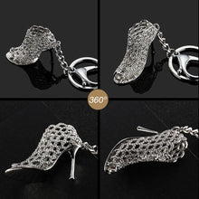 Keychain Rhinestone Fancy Metal High Heel Shoe Keyring Sexy key holder chain ring car Jewelry for bag CF