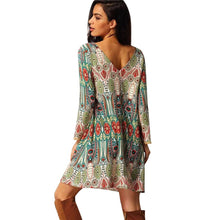 dresses Women casual Bohemian floral flower print dress beach chiffon top dress National Wind Robe CF