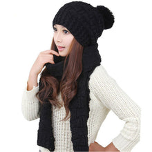 Classic foulard Women Warm Woolen Knit Scarf Shawl Hats Suit European and American popular Sweet Girl CF