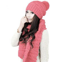 Classic foulard Women Warm Woolen Knit Scarf Shawl Hats Suit European and American popular Sweet Girl CF
