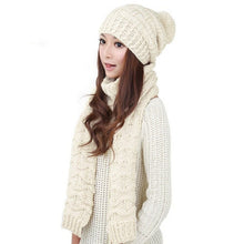 Classic foulard Women Warm Woolen Knit Scarf Shawl Hats Suit European and American popular Sweet Girl CF