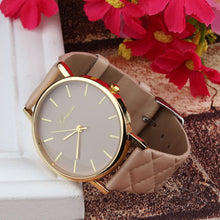 luxury faux leather geneva watches candy color quartz watch s Women Men Reloj Relogio CF