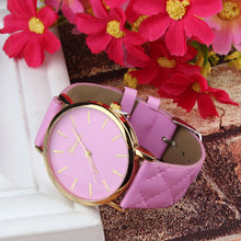 luxury faux leather geneva watches candy color quartz watch s Women Men Reloj Relogio CF