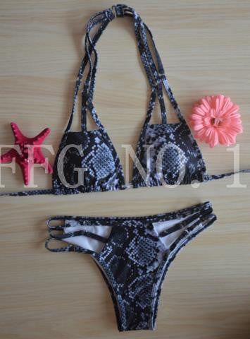 new style sexy bra high neck bikini set print women swimwear bikinis crop top biquini swimsuit bathing suit K08 CF