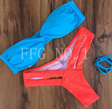 new style sexy bra high neck bikini set print women swimwear bikinis crop top biquini swimsuit bathing suit K46 CF