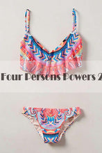 new Print top Sexy V Strap neck bandage bikini set Fresh Floral women Swimwear Beach Swim suit bathing CF