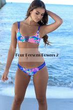 new Print top Sexy V Strap neck bandage bikini set Fresh Floral women Swimwear Beach Swim suit bathing CF