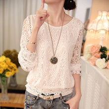 Blusas femininas Casual Women Hollow Out Blouses Long Sleeve Tops Autumn Stand Lace Print Shirts 71768 SM6