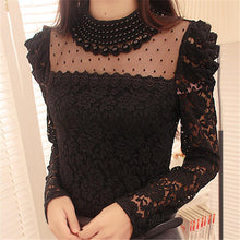 Blusas femininas Casual Women Hollow Out Blouses Long Sleeve Tops Autumn Vintage Bow Lace Thick Print Shirts 71765 SM6