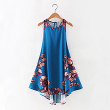 Brand New Vestidos Plus Size Sexy A-line Knee-Length Dress Brief Sleeveless O-neck Women Floral Print Dresses 72093 SM6