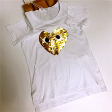 Fashion Female t shirts Short Sleeve T-shirts Plus Size Eye Embroidery Heart Sequined tshirt O-neck Women Tops 72527 SM6