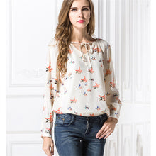 Fashion New Elegant Full Sleeve Chiffon Blouse Bow Tie Print Women Plus Size Tops Stand collar Shirt OL Blusas 72496 SM6
