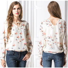 Fashion New Elegant Full Sleeve Chiffon Blouse Bow Tie Print Women Plus Size Tops Stand collar Shirt OL Blusas 72496 SM6