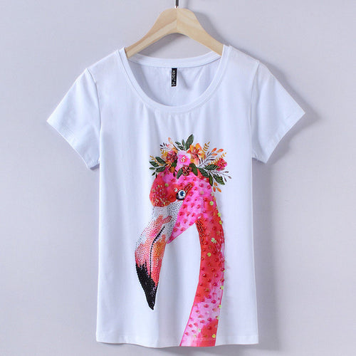 Fashion New Short Sleeve T-shirts Plus Size Female t shirts Casual Animal Print Top O-neck Women tshirts 72383 SM6