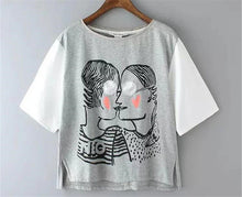 Fashion New Short Sleeve T-shirts Plus Size Female t shirts love kiss Print Top O-neck Women tshirts 72356 SM6