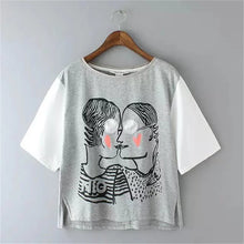 Fashion New Short Sleeve T-shirts Plus Size Female t shirts love kiss Print Top O-neck Women tshirts 72356 SM6