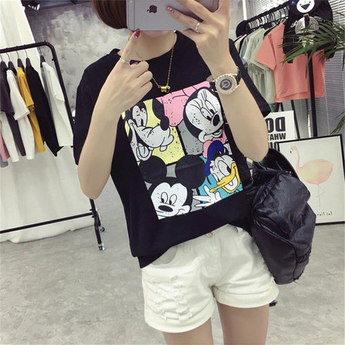 Fashion New Short Sleeve kawaii T-shirts Plus Size Female t shirts Cartoon Print Top O-neck Women tshirts 72390 SM6