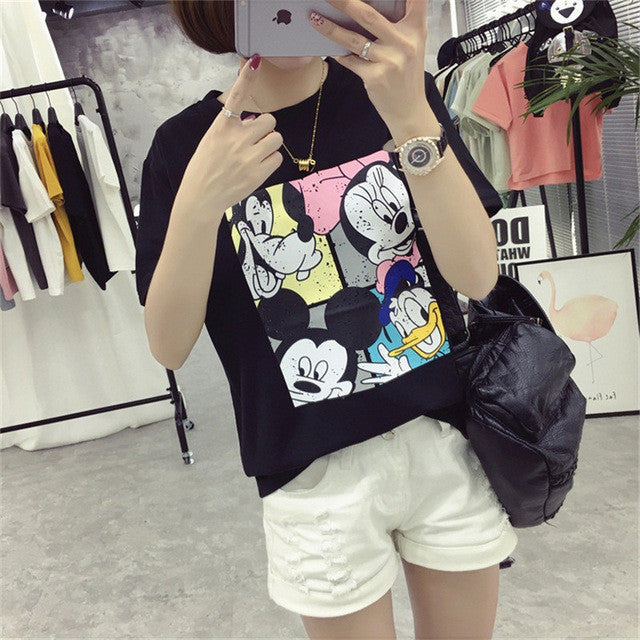 Fashion New Short Sleeve kawaii T-shirts Plus Size Female t shirts Cartoon Print Top O-neck Women tshirts 72390 SM6