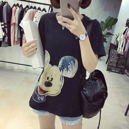 Fashion New Short Sleeve kawaii T-shirts Plus Size Female t shirts Cartoon Print Top O-neck Women Mouse tshirts 72391 SM6