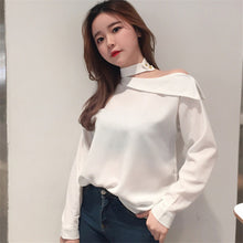 Fashion New Summer Off Shoulder Full Sleeve Blouse Women Plus Size Tops Chiffon Turn-down Shirt Sexy Blusas 72405 SM6