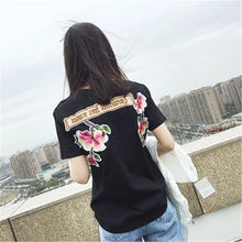 Fashion Short Sleeve T-shirts Korean New Fashion Bird Flowers Embroidery T Shirts Casual t-shirt Women Tops Plus Size 72657 SM6