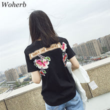 Fashion Short Sleeve T-shirts Korean New Fashion Bird Flowers Embroidery T Shirts Casual t-shirt Women Tops Plus Size 72657 SM6