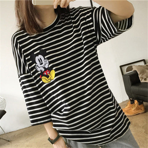 Fashion Short Sleeve T-shirts Korean New Fashion Cute Mouse Embroidery T Shirts Casual t-shirt Women Tops Plus Size 72657 SM6