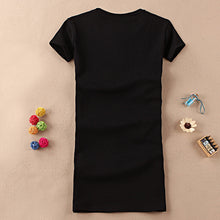Fashion Short Sleeve T-shirts New Fashion Letter Give Embroidery T Shirts Casual Long Length Women Tops Plus Size 72655 SM6