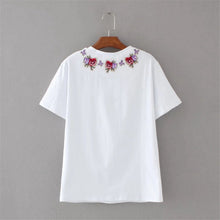 Fashion Short Sleeve T-shirts New Fashion Sided Flowers Embroidery T Shirts Brief t-shirt Casual Women Tops Plus Size 72656 SM6