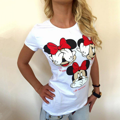 Fashion Short Sleeve T-shirts Plus Size Female T shirts Carton Letter Print Top O-neck Women t shirt 71275 SM6