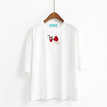 Fashion Summer Short Sleeve T-shirts New Fashion Letter Rose Floral Embroidery T Shirts Casual Women Tops Plus Size 72653 SM6