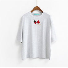 Fashion Summer Short Sleeve T-shirts New Fashion Letter Rose Floral Embroidery T Shirts Casual Women Tops Plus Size 72653 SM6